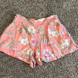 American Eagle Outfitters Floral Coral High Waist Shorts